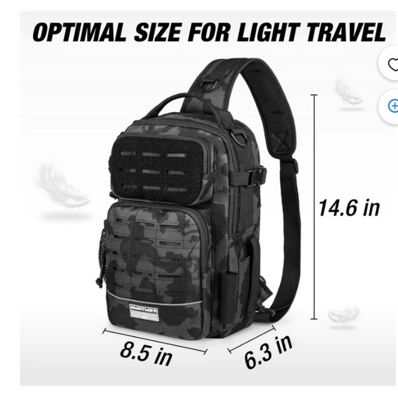 Ghosthorn New Black Camouflage Tactical Fishing Waterproof Lightweight Backpack - Picture 9 of 12